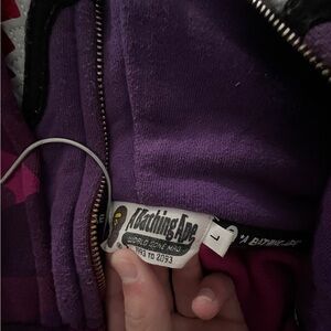 Purple bape hoodie with double hood